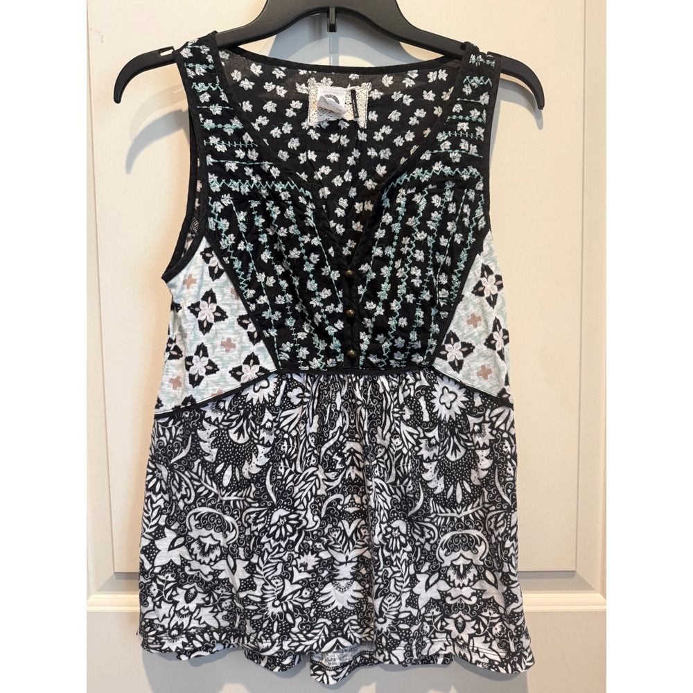 Akamai Kin Anthropologie Tank Top Women's Size XS Embroidered Floral Boho